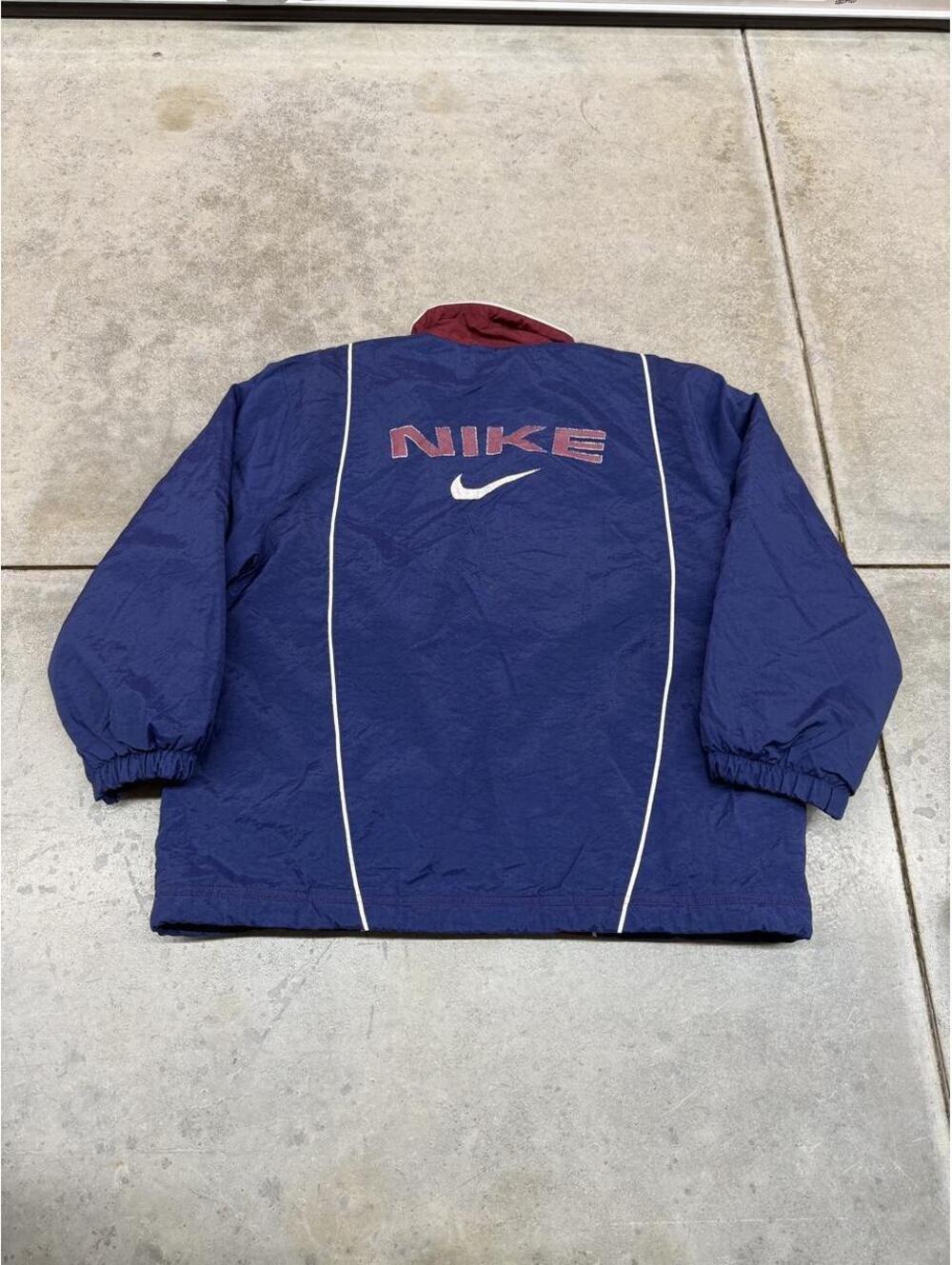 vintage nike navy and burgandy zip up puffer jacket size large WOMENS